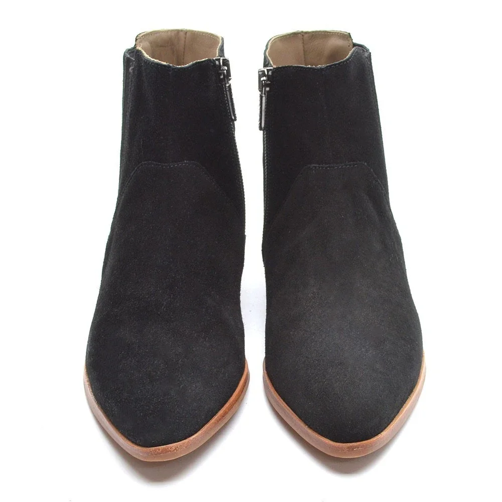 Italeau Lunella Black Suede Chelsea Booties 36.5 New